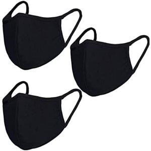 pack 3 dust mouth mask - all cotton - reusable cloth comfy breathable material black pack 3pcs