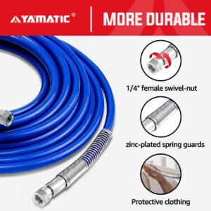 YAMATIC 50 ft. x 1/4 in. Airless Paint Sprayer Hose High Pressure Universal Paint Sprayer Flexible Fiber Tube 3300 PSI