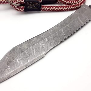 Nooraki-57 Premium Quality Outdoor/Survival/Hunting Knife - Damascus Steel 256 Layers with Genuine Leather Sheath 15 inch Full Tang