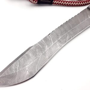 Nooraki-57 Premium Quality Outdoor/Survival/Hunting Knife - Damascus Steel 256 Layers with Genuine Leather Sheath 15 inch Full Tang