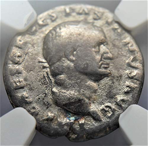 IT 69-79 AD Ancient Rome Empire, Vespasian Antique Roman Silver Coin AR Denarius Fine NGC