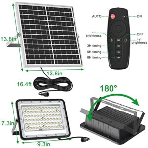 Engrepo 200 Watts Solar Flood Light Outdoor 1500LM Dual White Floodlights Auto On/Off Dusk to Dawn with Remote Control for Yard, Garden, Shed, Barn.