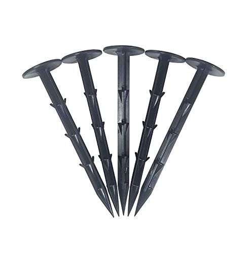 One Stop Outdoor (100-PACK) 6" Heavy Duty Professional Grade Plastic Landscape & Garden Spikes - Multi Use Weed Fabric, Erosion Netting & Tarp Stakes (6" Inch Stake)