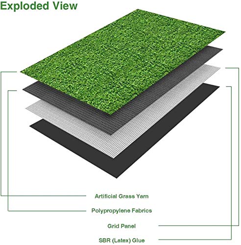 Realistic Deluxe Artificial Grass Synthetic Thick Lawn Turf Carpet (7 FT x 15 FT (105 Square FT))