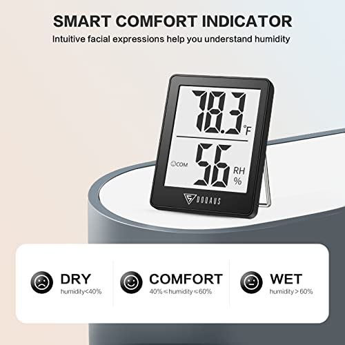 DOQAUS Digital Hygrometer Indoor Thermometer 3 Pack, Room Thermometer with 5s Fast Refresh, Accurate Humidity Meter Temperature Sensor for Home, Bedroom, Baby Room, Office, Greenhouse, Cellar (Black)