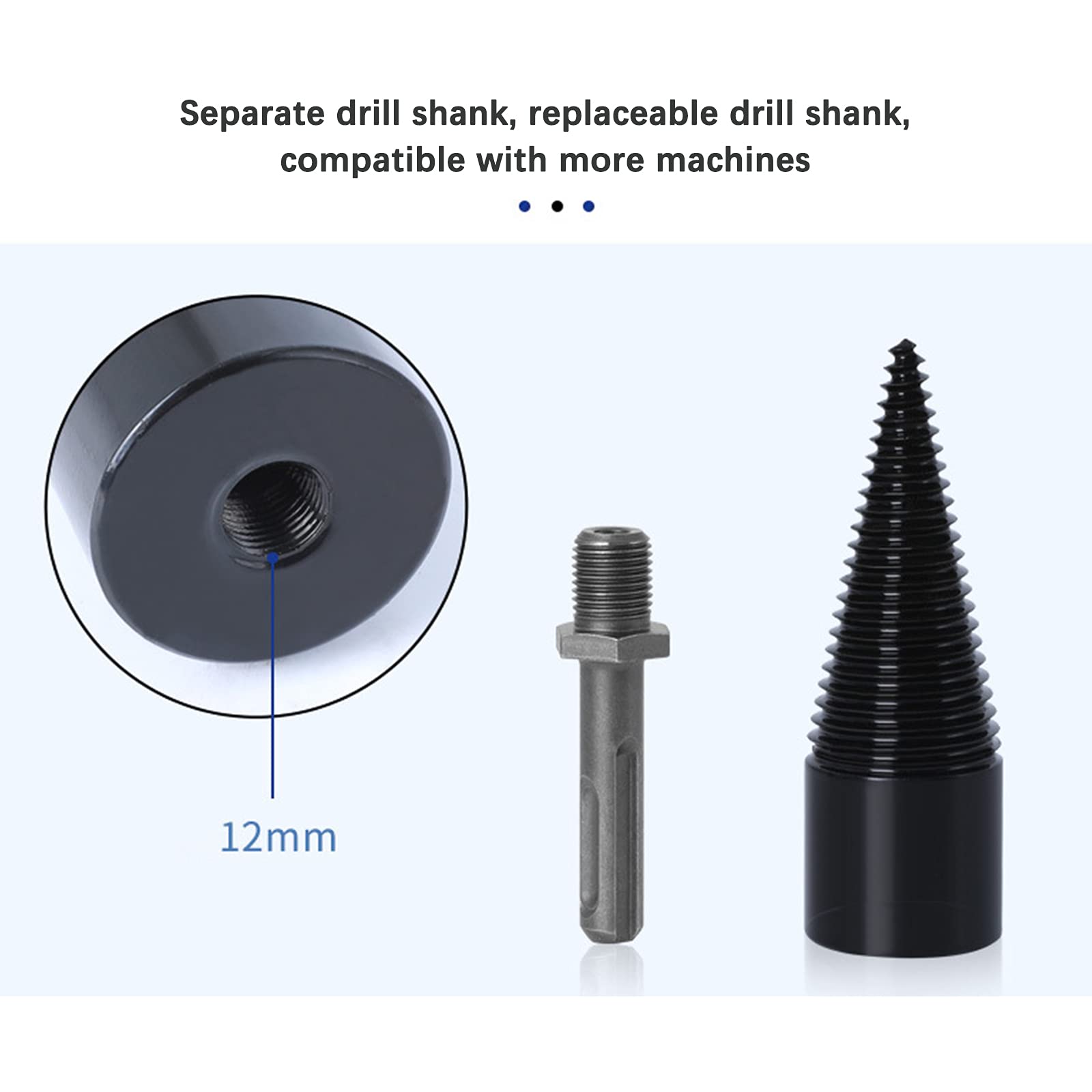 Firlar Wood Splitter Drill Bit, 6 Pcs Firewood Log Splitter Splitting Drill Bit Wood Cone Driver Log Splitter High Speed Breaker Tool for Household Use for Electric Hammer Drill Bit