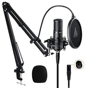 maono xlr condenser microphone, professional cardioid studio recording mic for streaming, podcasting, singing, voice-over, vocal, home-studio, youtube, skype, twitch (pm320s)