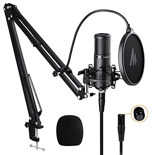 MAONO XLR Condenser Microphone, Professional Cardioid Studio Recording Mic for Streaming, Podcasting, Singing, Voice-Over, Vocal, Home-Studio, YouTube, Skype, Twitch (PM320S)