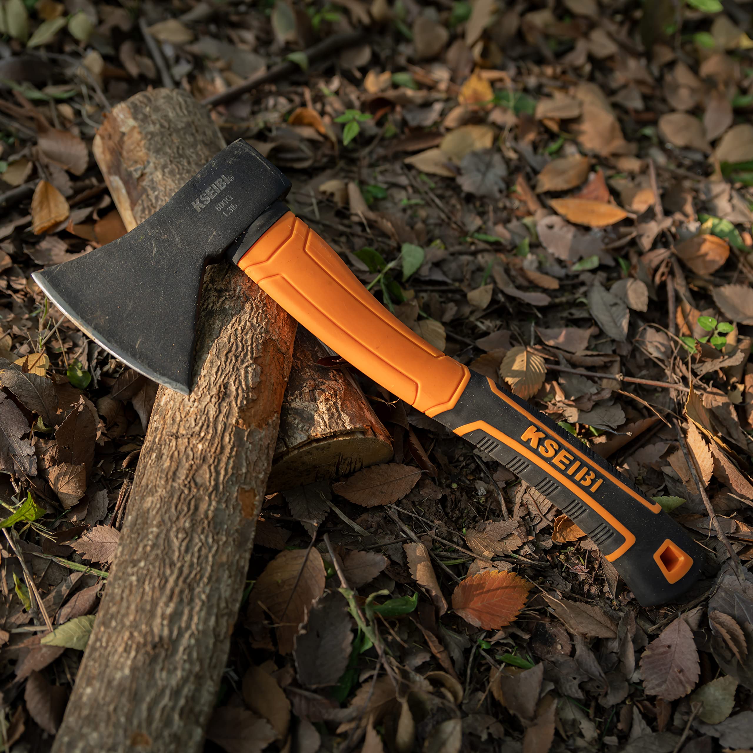KSEIBI Wood Axe, Small Outdoor Camp Hatchet for Splitting and Kindling Wood, Forged Steel Blade with Anti-Slip and Shock Reduction Handle Great Throwing Axes and Hatchets (Modern)
