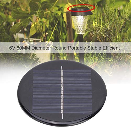 T best 4Pcs Solar Cell Panel, 6V 80MM Diameter Round Solar Battery Panel Outdoor Portable Stable Efficient Polycrystalline Silicon Solar Power Panel