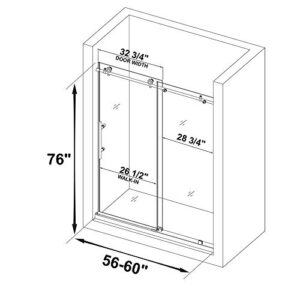 WOODBRIDGE MSDC 6076-MBL Shower Door, 60"x76", MBL