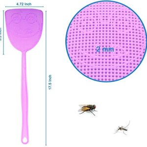 Fly Swatter, 4 Pack Long Plastic Fly Swat Set Heavy Duty with Flexible Strong Handle Assorted Colors Multi Pack Fly Swatters