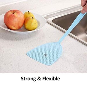 Fly Swatter, 4 Pack Long Plastic Fly Swat Set Heavy Duty with Flexible Strong Handle Assorted Colors Multi Pack Fly Swatters