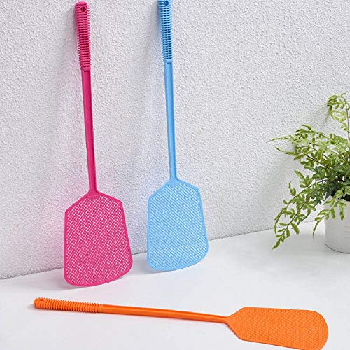 Fly Swatter, 5 Pack Strong Plastic Fly Swat Set Heavy Duty with Long Flexible Handle Manual Assorted Colors Multi Pack Fly Swatters