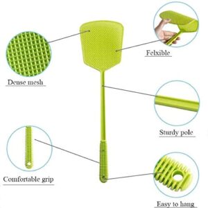 Fly Swatter, 5 Pack Strong Plastic Fly Swat Set Heavy Duty with Long Flexible Handle Manual Assorted Colors Multi Pack Fly Swatters