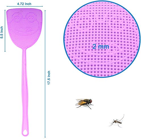 Fly Swatter 5 Pack Plastic Manual Fly Swat Set Heavy Duty with Long Strong Handle Assorted Colors Multi Pack Fly Swatters