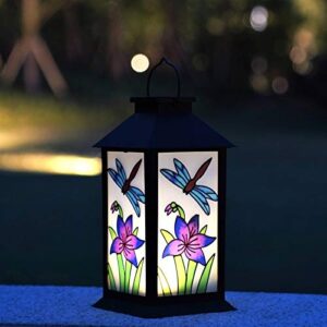 solar lanterns outdoor hanging solar lights decorative for garden patio porch and tabletop decorations. (dragonfly)