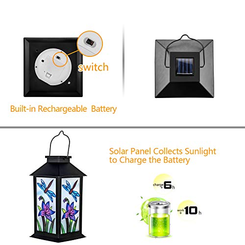 Solar Lanterns Outdoor Hanging Solar Lights Decorative for Garden Patio Porch and Tabletop Decorations. (Dragonfly)