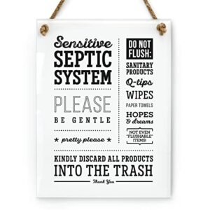 6x8 inch septic system please be gentle designer bathroom sign ~ ready to hang ~ premium finish, durable