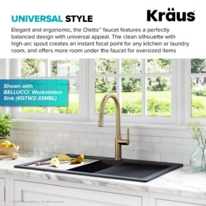 Kraus KPF-2820SFACB Oletto Single Handle Pull-Down Kitchen Faucet, 17 Inch, Antique Champagne Bronze