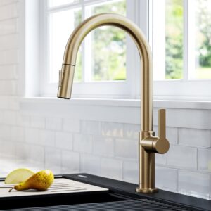 Kraus KPF-2820SFACB Oletto Single Handle Pull-Down Kitchen Faucet, 17 Inch, Antique Champagne Bronze