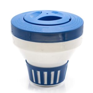 wwd pool floating pool chlorine dispenser fits 1-3" tabs bromine holder chlorine floater (blue)