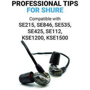 Comply Professional Series Memory Foam Tips for All Shure Earbuds | Size Medium, 3 Pairs,Black