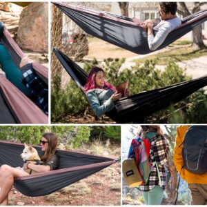 Kootek Camping Hammock Single Portable Hammocks Camping Accessories for Outdoor, Indoor, Backpacking, Travel, Beach, Backyard, Patio, Hiking, Charcoal Rose