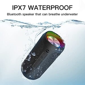 EDUPLINK Waterproof Portable Bluetooth Speaker - 20W Louder Wireless Speaker with 20 Hours Playtime, TWS Pairing, RGB Lights and TF Slot - Perfect for Beach and Pool (Black)