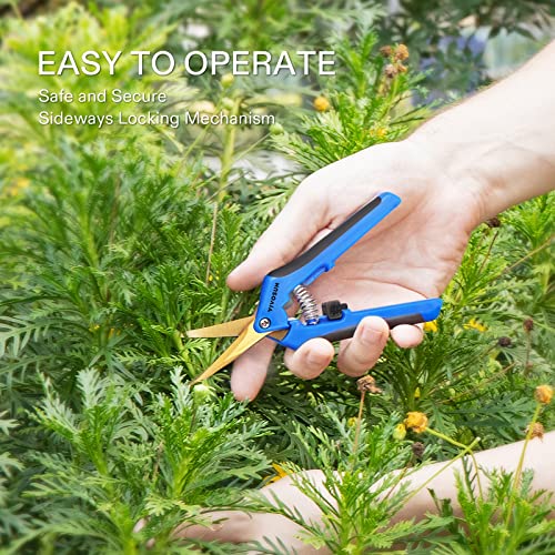 VIVOSUN 6-Pack 6.5 Inch Gardening Scissors Hand Pruner Pruning Shear with Titanium Coated Curved Precision Blades