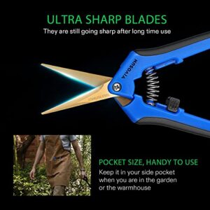 VIVOSUN 6-Pack 6.5 Inch Gardening Scissors Hand Pruner Pruning Shear with Titanium Coated Curved Precision Blades