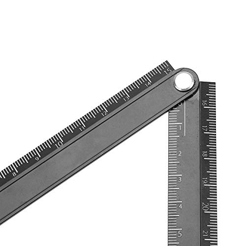 Folding Ruler, Aluminum Alloy Ruler 0-300mm Measurement Range Simple Angle Measurement Ruler 90°Folding Metal Stationery Ruler for Artists, Construction Workers, Designers, Carpenters