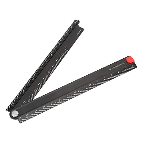 Folding Ruler, Aluminum Alloy Ruler 0-300mm Measurement Range Simple Angle Measurement Ruler 90°Folding Metal Stationery Ruler for Artists, Construction Workers, Designers, Carpenters