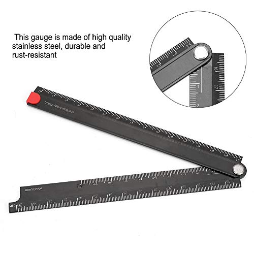 Folding Ruler, Aluminum Alloy Ruler 0-300mm Measurement Range Simple Angle Measurement Ruler 90°Folding Metal Stationery Ruler for Artists, Construction Workers, Designers, Carpenters