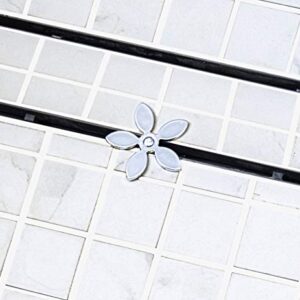 DrainWig Shower Drain Hair Catcher, Disposable Drain Protector, Silver Flower, 2 Pack