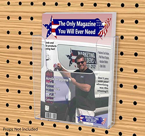 Marketing Holders 6 Pack Pegboard Brochure Holder 6.5" Wide Pamphlet Display Booklet Maps Literature Printed Material Menu Clear Acrylic Literature Organizer