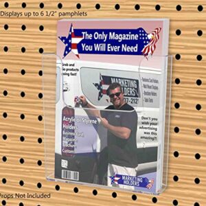 Marketing Holders 6 Pack Pegboard Brochure Holder 6.5" Wide Pamphlet Display Booklet Maps Literature Printed Material Menu Clear Acrylic Literature Organizer