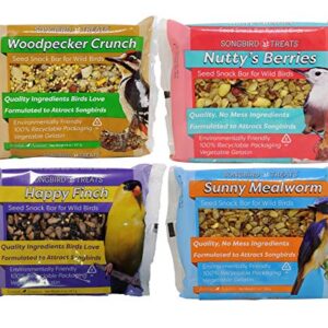 Songbird Treats Seed Cake Variety 4 Pack of Seed Cakes | 8 oz Bird Seed Cakes for Wild Birds