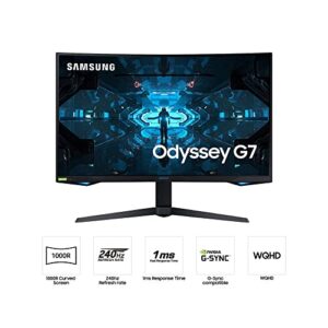 SAMSUNG 32” Odyssey G7 Series WQHD (2560x1440) Curved Gaming Monitor, 240Hz, 1ms, HDMI, G-Sync, FreeSync Premium Pro, LC32G75TQSNXZA