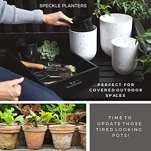 AUBURY White Indoor Plant Pots - Set of 3 Planters with Drainage Holes, 5.1,6 and 7" Diam, Sturdy yet Lightweight for Easy Moving, Modern Flower Pots for Indoor Gardens, Succulents or Hanging Planters