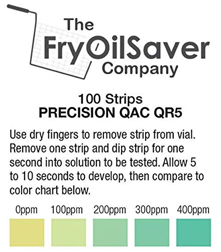 FryOilSaver Co, Restaurant Sanitizer Test Kit, Quat Sanitizer Strips and Chlorine Strip Testing Kit, 0-200ppm Quat Strips and 0-400ppm Chlorine Strips, 2 x Vial of 100 Strips