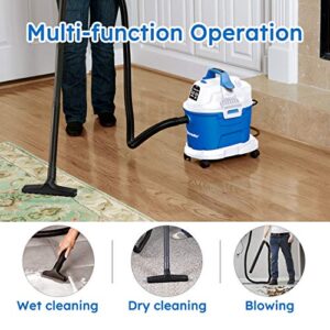 Vacmaster Wet Dry Vacuum 3.2 Gallon 2.5 Peak HP Wall Mounted Shop Vacuum Cleaner with Extension Wands Tool Storage & Wall Bracket for Garage, Car, Home & Workshop