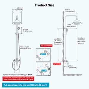 gotonovo Brushed Nikcel Shower Faucet 8-inch Shower Head Fixture with Handheld Spray Double Lever Handle Tub Spout Triple Function Bathroom Set Wall Mount