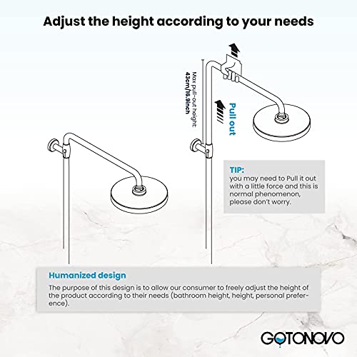 gotonovo Brushed Nikcel Shower Faucet 8-inch Shower Head Fixture with Handheld Spray Double Lever Handle Tub Spout Triple Function Bathroom Set Wall Mount