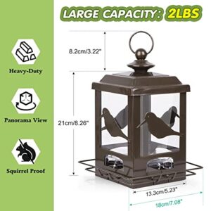 BOLITE 18034 Bird Feeder, Panorama Bird Feeder Single-Deck Lantern 8inch Tall Bird Feeder for Garden Yard Decoration, Bronze, 2lb