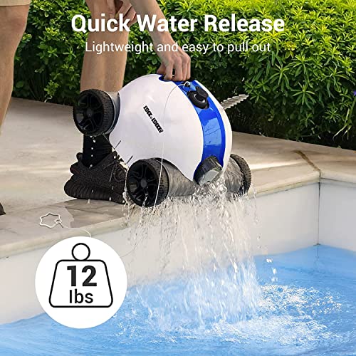 Cordless Robotic Pool Cleaner, Automatic Pool Vacuum with 60-90 Mins Working Time, Rechargeable Battery, IPX8 Waterproof for Above/In-Ground Swimming Pools Up to 861 Sq Ft