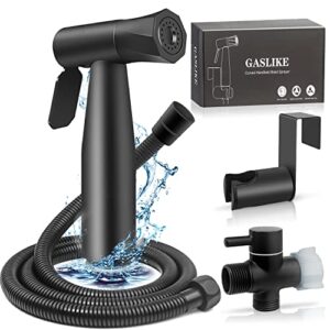 【upgrade】brass handheld bidet sprayer for toilet–premium stainless steel handheld bidet attachment for toilet with 2 water adjustment, perfect for intimate care, cloth diapers, toilet cleaner (black)
