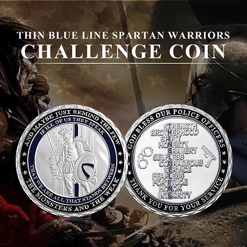 US Thin Blue Line Police Officers Spartan Warriors Challenge Coin Law Enforcement Souvenir Decoration Gift