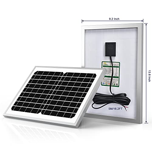 SUNER POWER 10 Watt Solar Panel Powered Charger Kit + + Tubular Mount Bracket for Automatic Gate Opener, Electrical Fence, etc