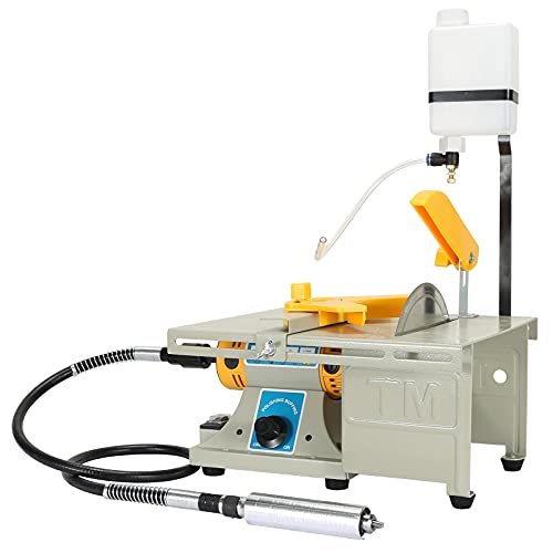 Upgraded Table Saw, Lapidary Equipment 0-10000r/min with Flexible Shaft, Mini Lapidary Saw 110V for Gem Metal Woodworking